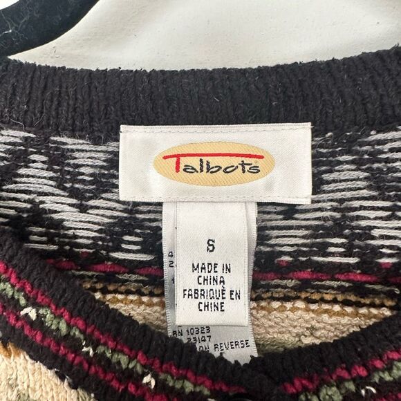 Vintage Talbots Women’s Small Silk Blend Patterned Sweater Cardigan - Picture 2 of 5